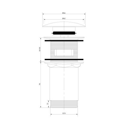 OMNIRES A706AT - Waschbeckenablauf CLICK-CLACK Ø 6,6 cm gebürstetes Anthrazit