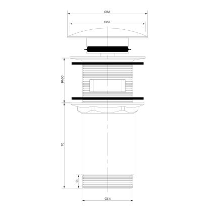 OMNIRES A706CPB - Waschbeckenablauf CLICK-CLACK Ø 6,6 cm gebürsteter Kupfer