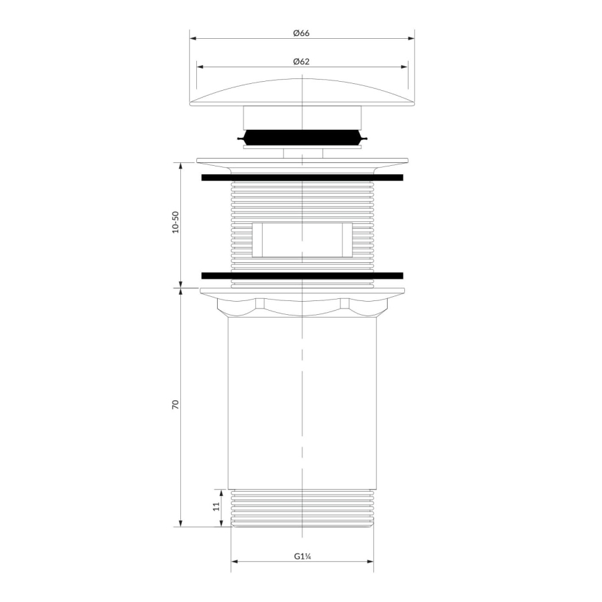 OMNIRES A706CPB - Waschbeckenablauf CLICK-CLACK Ø 6,6 cm gebürsteter Kupfer