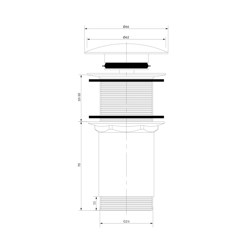 OMNIRES A716BP - Waschbeckenablauf CLICK-CLACK Ø 6,6 cm glänzend weiß