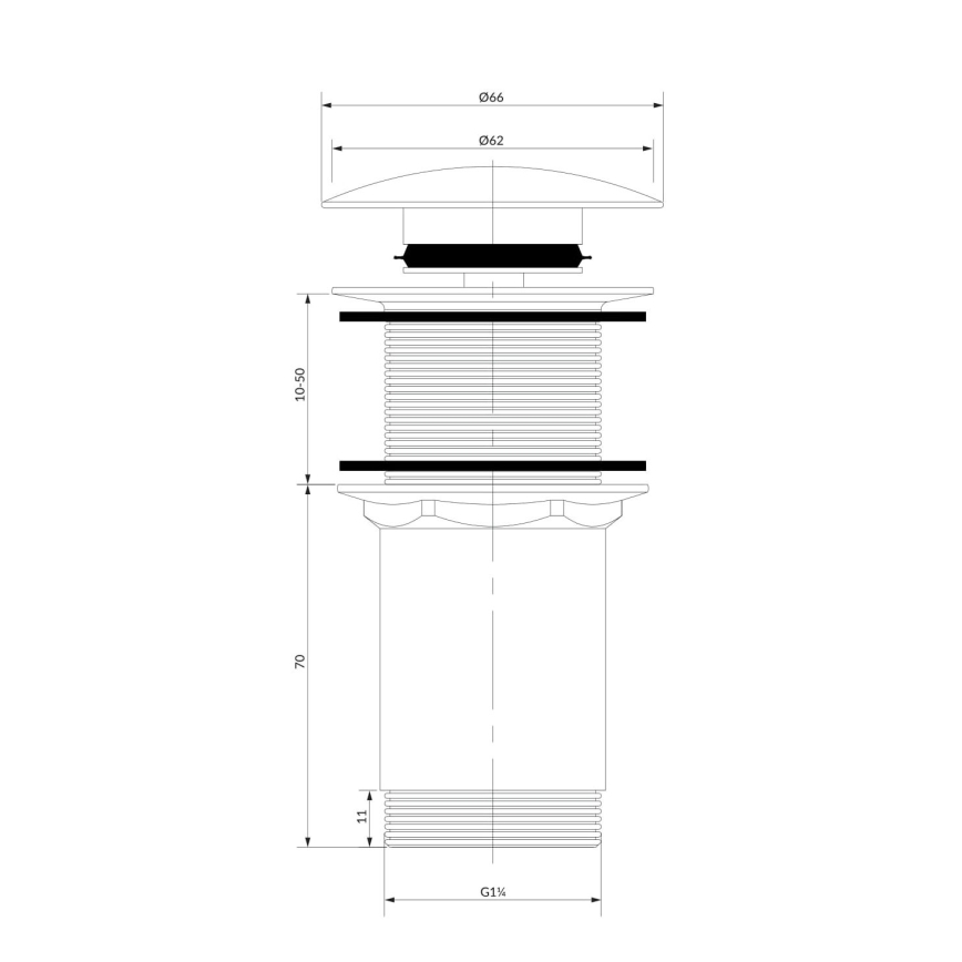 OMNIRES A716GR - Waschbeckenablauf CLICK-CLACK Ø 6,6 cm gebürstetes Graphit