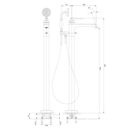 OMNIRES AM5233CR - Freistehendes Badewannenset mit Armatur ARMANCE in glänzendem Chrom