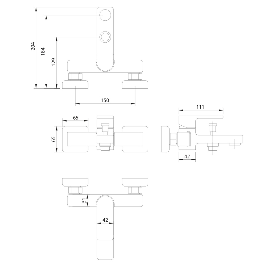 OMNIRES BA7830BL - Badewannenarmatur BARETTI matt schwarz
