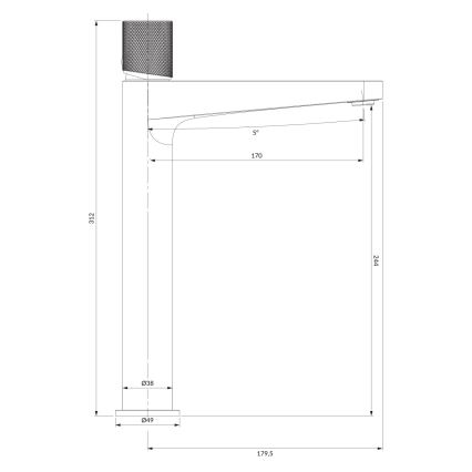 OMNIRES CT8012AT - Waschtischarmatur CONTOUR 31,2 cm gebürstetes Anthrazit