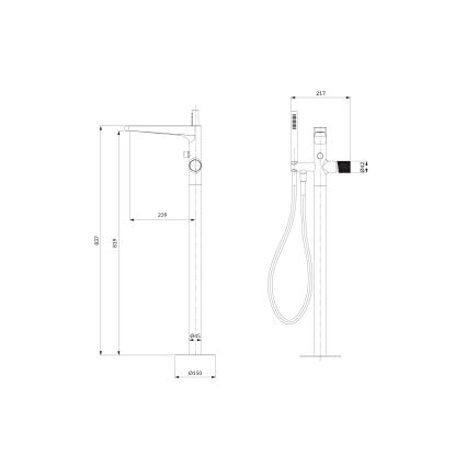 OMNIRES CT8033CR - Freistehendes Badewannenset mit CONTOUR Armatur, glänzender Chrom