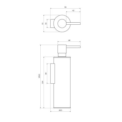 OMNIRES MP60721CR - Wand-Seifenspender MODERN PROJECT 150 ml glänzendes Chrom