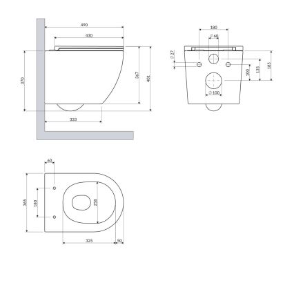 OMNIRES OTTAWASPXMWBM - Hängendes WC mit SoftClose-Sitz OTTAWA Keramik/mattweiß