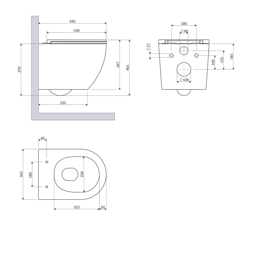 OMNIRES OTTAWASPXMWBM - Hängendes WC mit SoftClose-Sitz OTTAWA Keramik/mattweiß