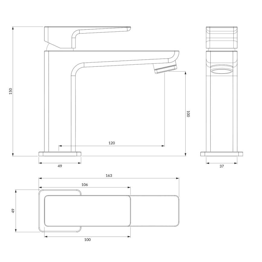 OMNIRES PM7410GR - Waschtischarmatur PARMA 15 cm, gebürstetes Graphit