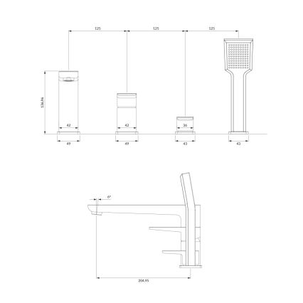 OMNIRES PM7432BL - Badewannenarmatur 4-Loch PARMA matt schwarz