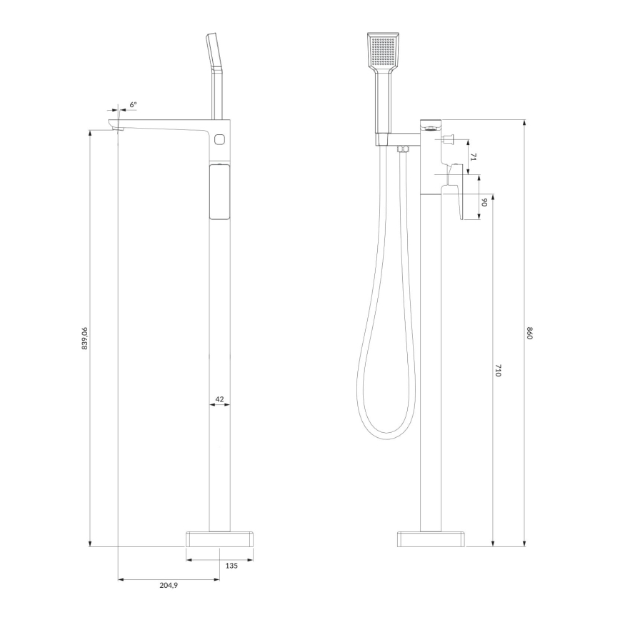 OMNIRES PM7433BL - Freistehendes Badewannenset mit PARMA Armatur, matt schwarz