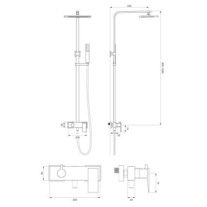 OMNIRES PM7444CR - Duschset mit Armatur PARMA glänzendes Chrom