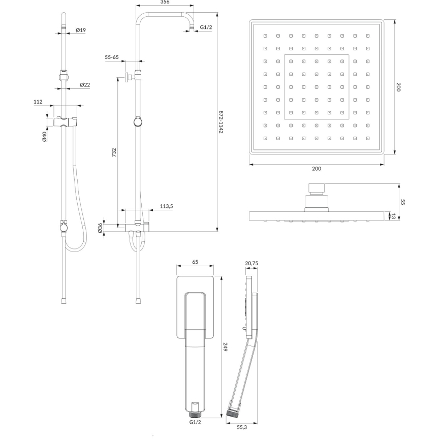 OMNIRES SYSJIMJIMBL - Duschset JIMJIM matt schwarz