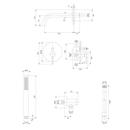 OMNIRES SYSYW01CR - Badewannenset mit Unterputzarmatur Y in Hochglanzchrom