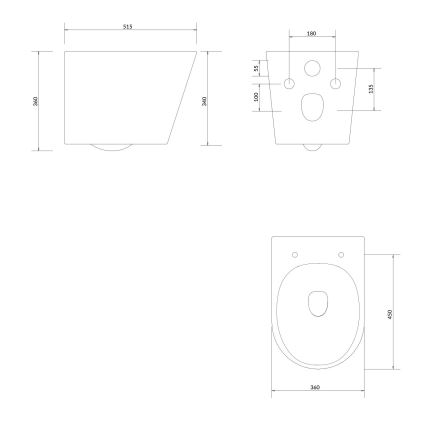 OMNIRES TAMPAMWBP - Wand-WC mit SoftClose-Sitz TAMPA, Keramik / Hochglanzweiß