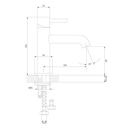 OMNIRES Y1210NCP - Waschtischarmatur Y 16,2 cm glänzendes Kupfer