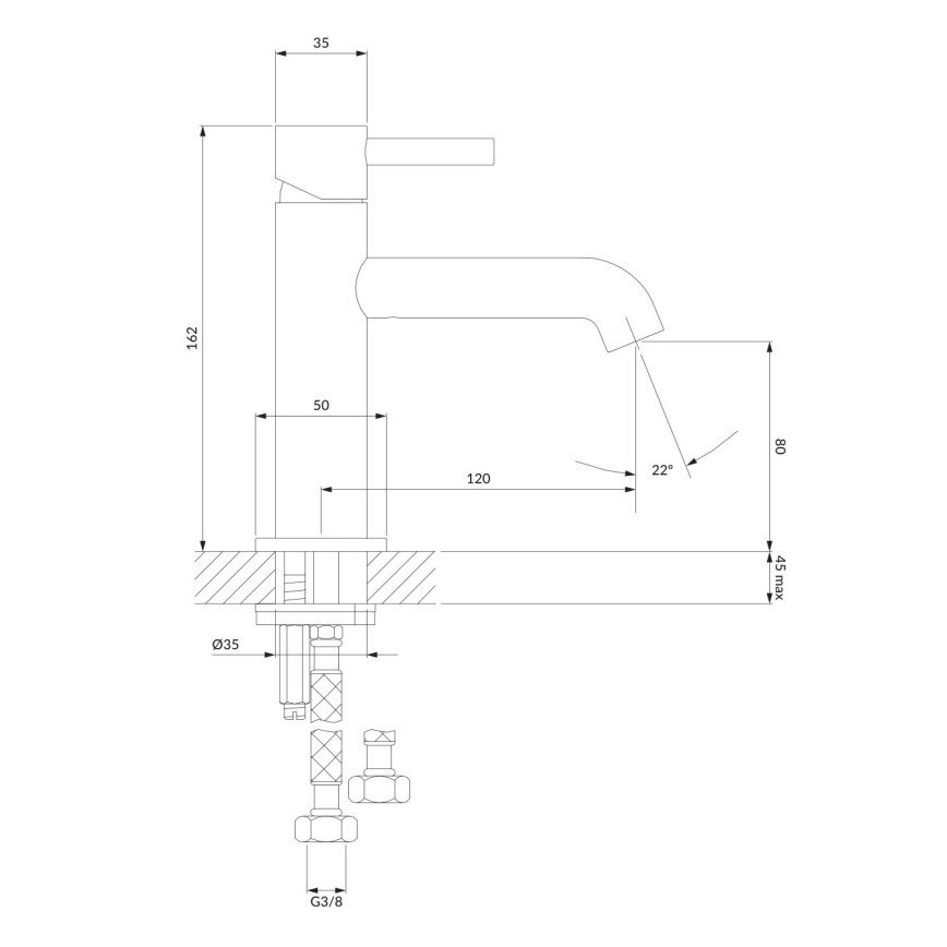 OMNIRES Y1210NCP - Waschtischarmatur Y 16,2 cm glänzendes Kupfer