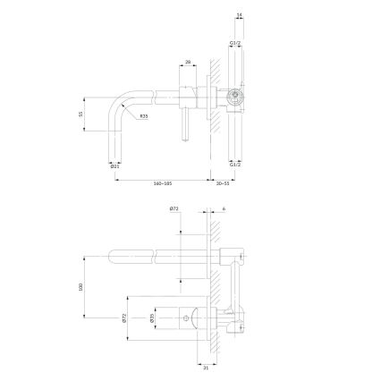 OMNIRES Y1215HCR - Unterputz-Waschtischarmatur Y Hochglanzchrom