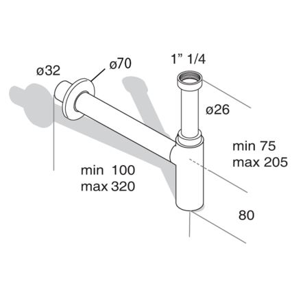 Omp tea - Waschbecken-Siphon MINITOTI DN32 matt schwarz
