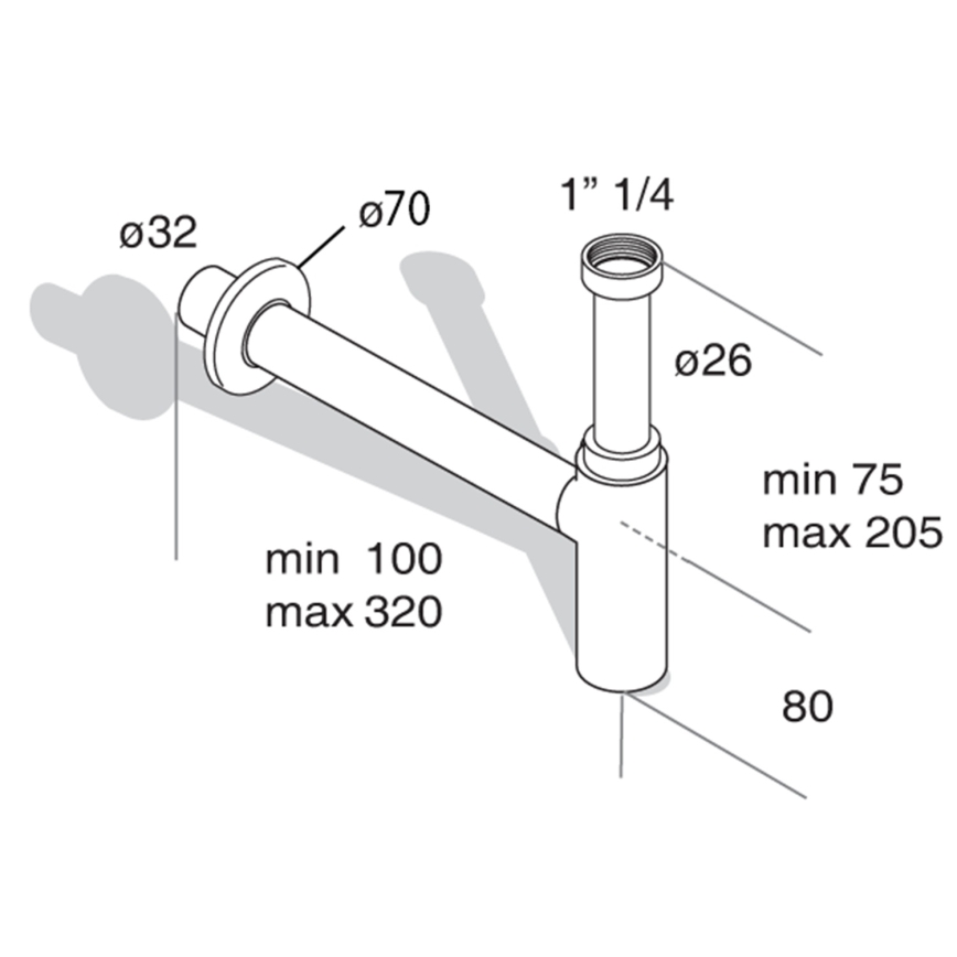 Omp tea - Waschbecken-Siphon MINITOTI DN32 matt schwarz