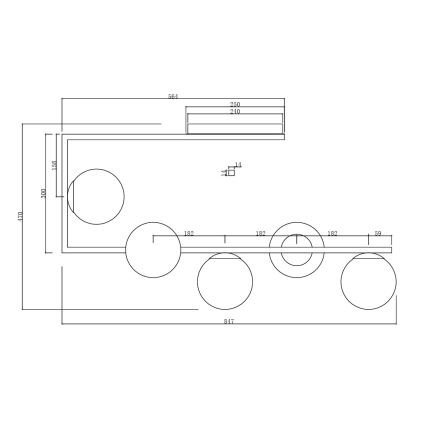 Ondaluce - Deckenleuchte mit Stange MONILE 5xE14/10W/230V schwarz/rauchschwarz