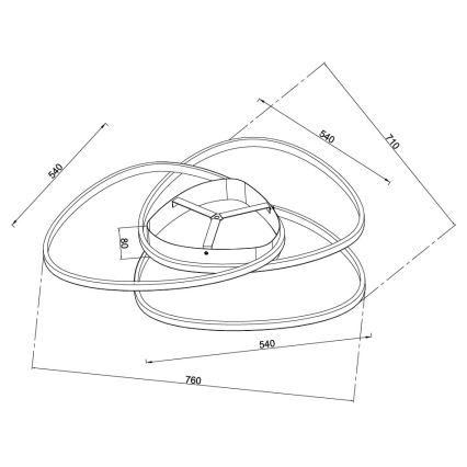 Ondaluce - Dimmbare LED-Deckenleuchte ROSE LED/80W/230V goldfarben