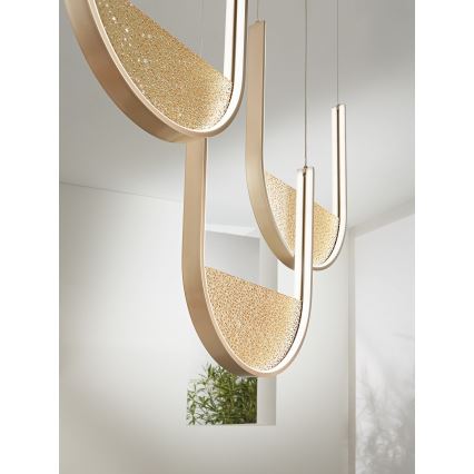 Ondaluce - dimmbare LED-Hängeleuchte an Kabel LOTUS LED/70W/230V goldfarben