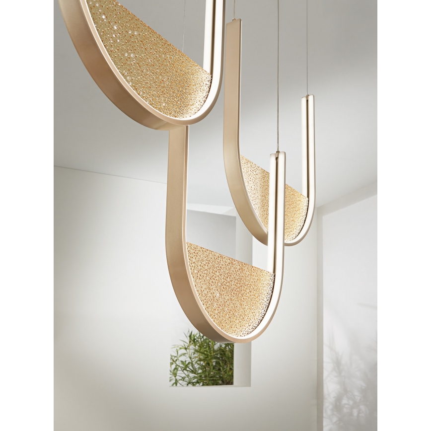 Ondaluce - dimmbare LED-Hängeleuchte an Kabel LOTUS LED/70W/230V goldfarben