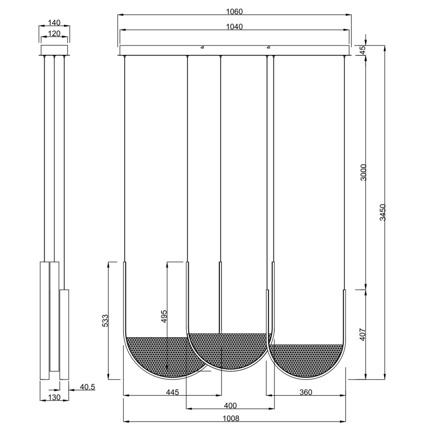 Ondaluce - dimmbare LED-Hängeleuchte an Kabel LOTUS LED/70W/230V goldfarben