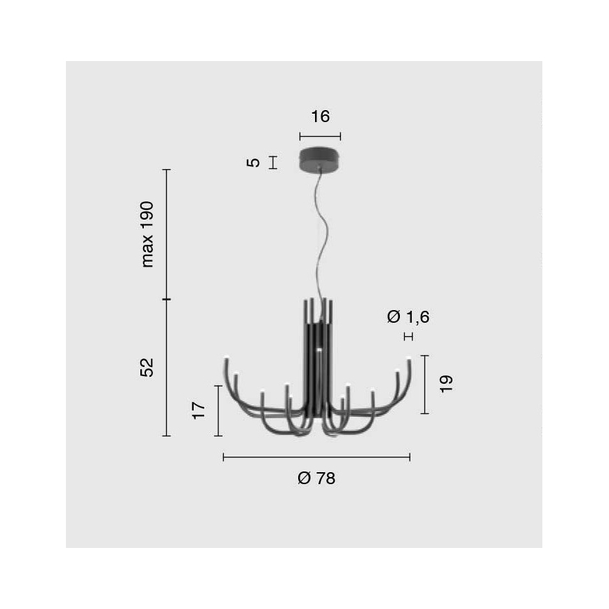 Ondaluce - Dimmbare LED-Pendelleuchte an Kabel NOUVEAU LED/35W/230V Ø 78 cm schwarz