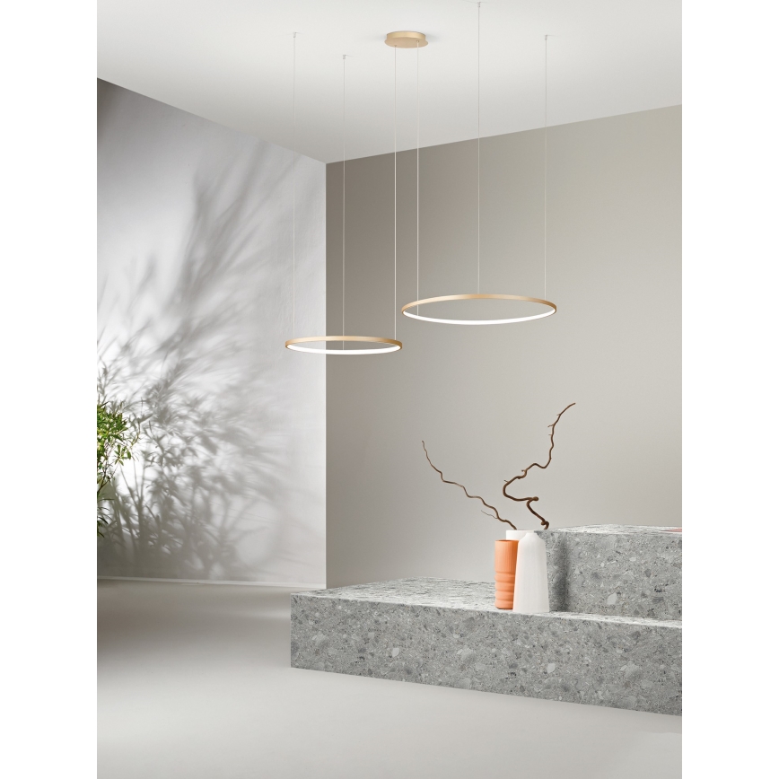 Ondaluce - LED dimmbare Pendelleuchte an Kabel SOEL LED/28W/230V + LED/38W Ø 80/60 cm goldfarben