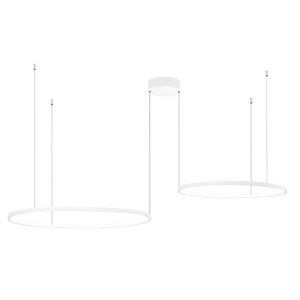 Ondaluce - LED-dimmbare Pendelleuchte an Drahtseil SOEL LED/28W/230V + LED/38W 3000/4000K Ø 80/60 cm weiß