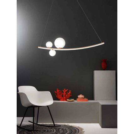 Ondaluce - dimmbare LED-Pendelleuchte an Seil ALTALENA LED/48W/230V gold/weiß