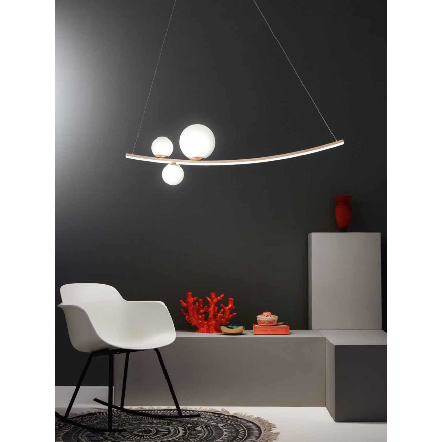 Ondaluce - dimmbare LED-Pendelleuchte an Seil ALTALENA LED/48W/230V gold/weiß