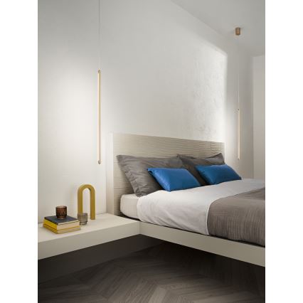 Ondaluce - Dimmbare LED-Pendelleuchte an Stahlseil GENIUS LED/12W/230V Ø 1,5 cm goldfarben