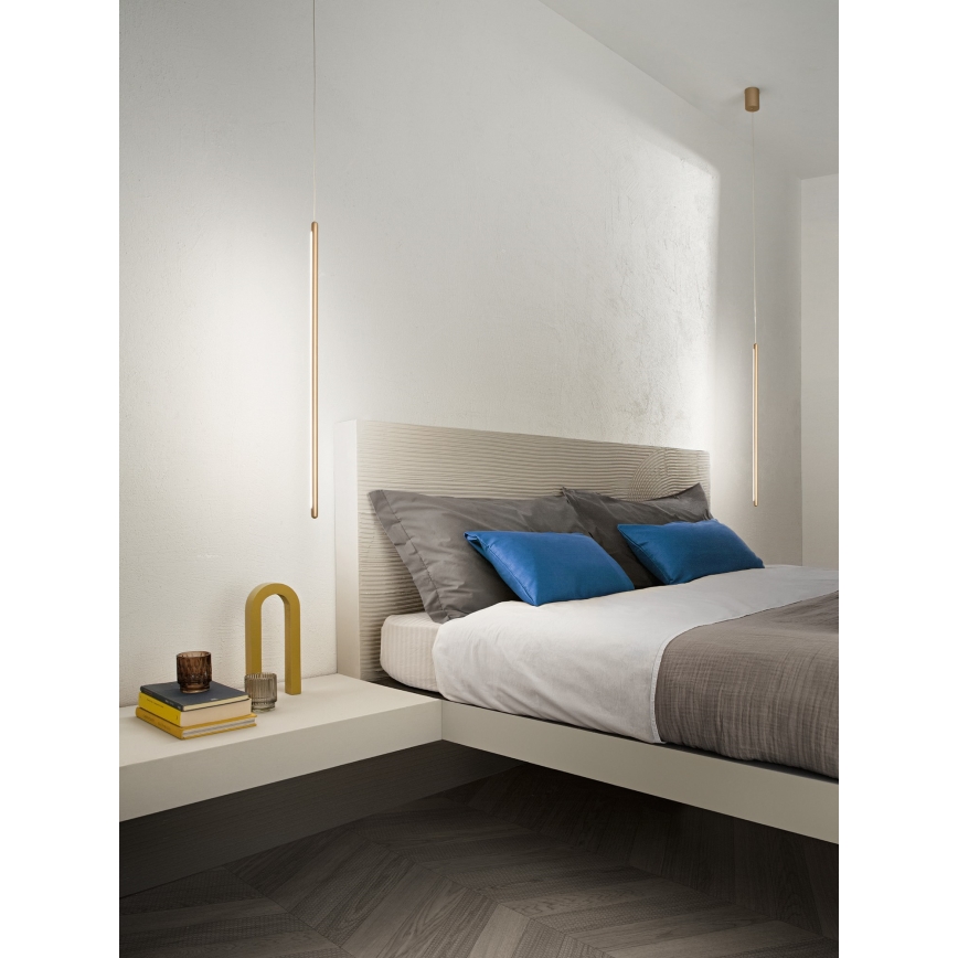 Ondaluce - Dimmbare LED-Pendelleuchte an Stahlseil GENIUS LED/12W/230V Ø 1,5 cm goldfarben
