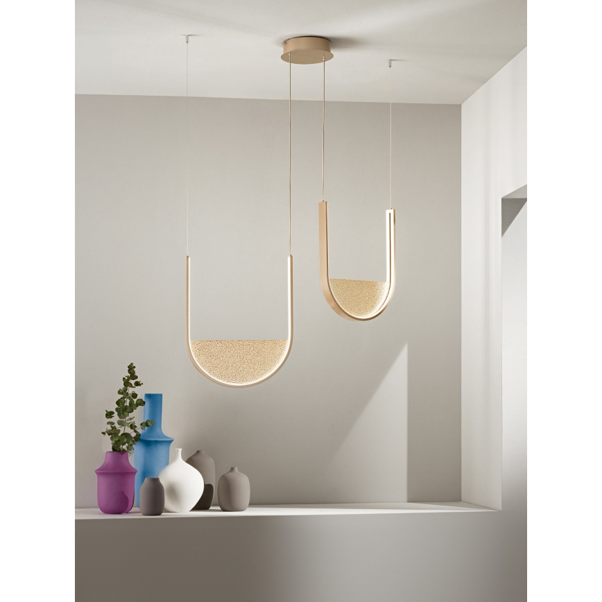 Ondaluce - dimmbare LED-Pendelleuchte an Stahlseil LOTUS LED/55W/230V goldfarben