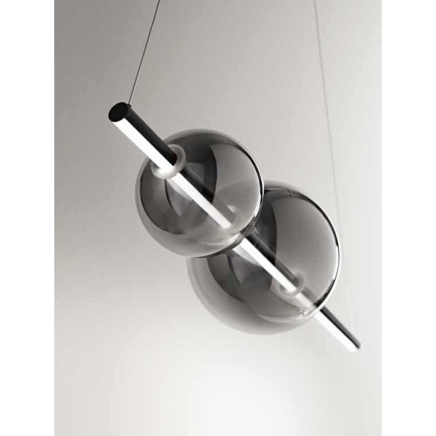 Ondaluce – Dimmbare LED-Pendelleuchte FUFI an Kabel, LED/40W/230V, schwarz/rauchschwarz
