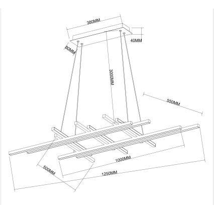 Ondaluce - dimmbare LED-Pendelleuchte MOVIDA LED/114W/230V mit Kabelaufhängung, goldfarben