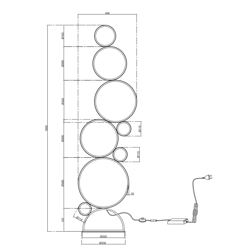 Ondaluce - Dimmbare LED-Stehleuchte POIS LED/52W/230V, 160 cm, goldfarben