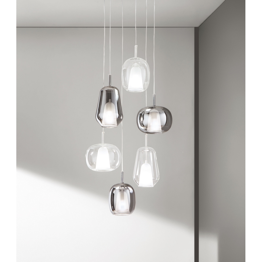 Ondaluce - Hängeleuchte am Kabel THELMA 1xE27/15W/230V Ø 19,5 cm gold/transparent