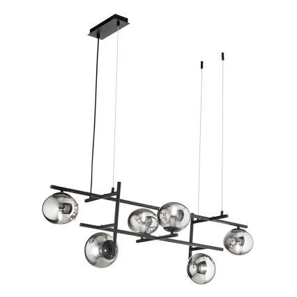 Ondaluce - Hängeleuchte an Kabel JEWEL 6xE14/10W/230V schwarz/rauchschwarz
