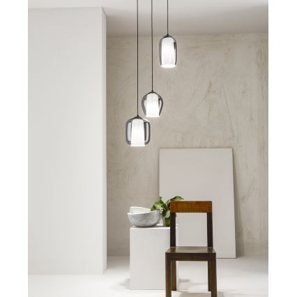 Ondaluce - Hängeleuchte mit Kabel BONNIE 1xE27/15W/230V Ø 15,5 cm schwarz/rauchschwarz