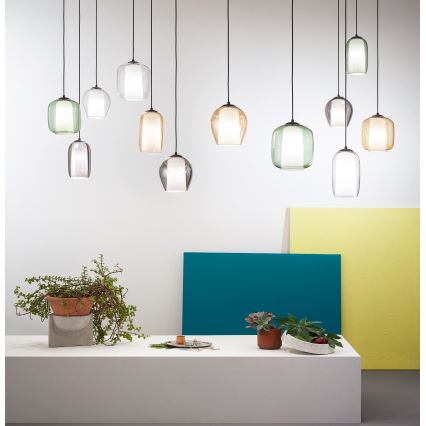 Ondaluce - Hängeleuchte mit Kabel BONNIE 1xE27/15W/230V Ø 15,5 cm schwarz/rauchschwarz