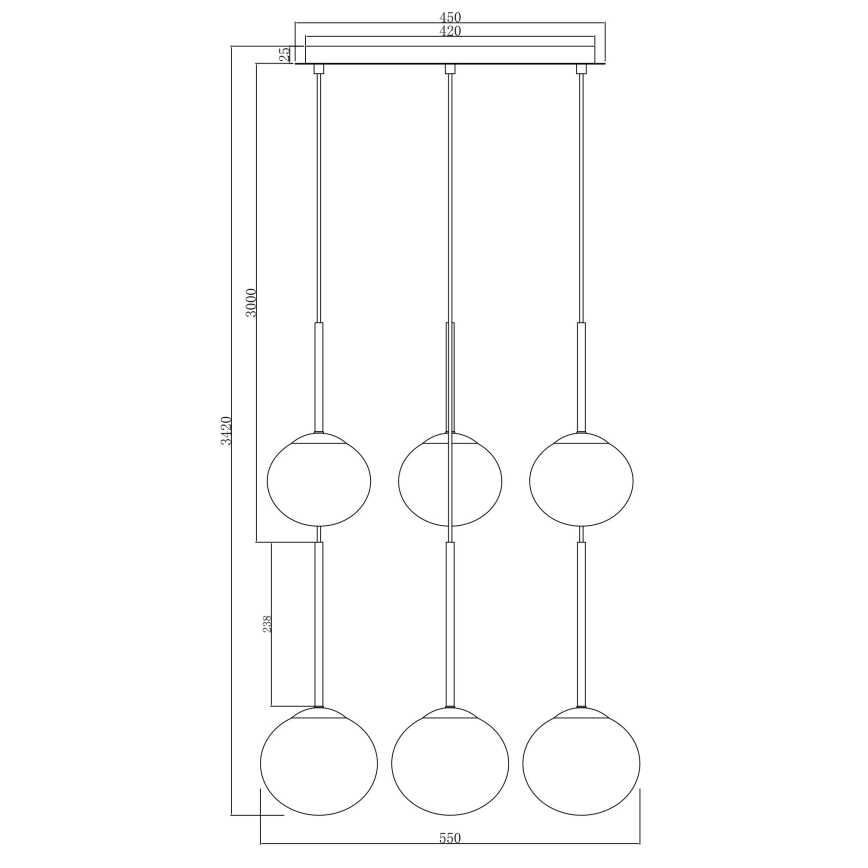 Ondaluce - Hängeleuchte mit Kabel JEWEL 6xE14/10W/230V Ø 55 cm rauchschwarz