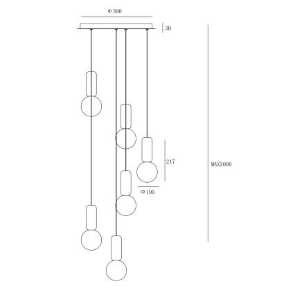 Ondaluce - Hängeleuchte mit Kabel ROCK 6xG9/7W/230V Ø 35 cm Beton braun/grau/weiß