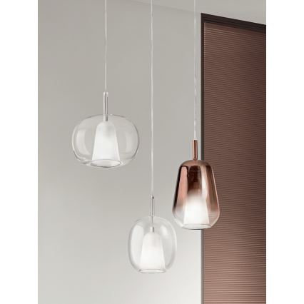 Ondaluce - Hängeleuchte mit Kabel THELMA 1xE27/15W/230V Ø 25 cm gold/transparent