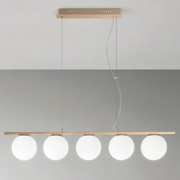 Ondaluce - Hängeleuchte mit Kabeln MONILE 5xE14/10W/230V gold/weiß