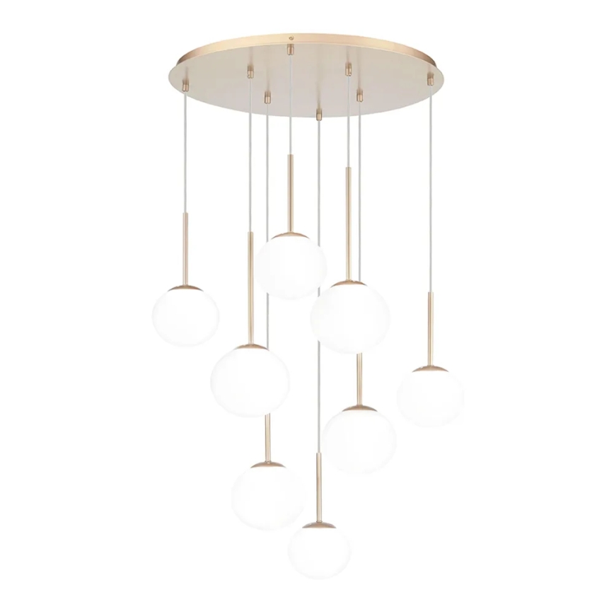 Ondaluce - JEWEL Pendelleuchte an Kabel 8xE14/10W/230V Ø 70 cm gold/weiß