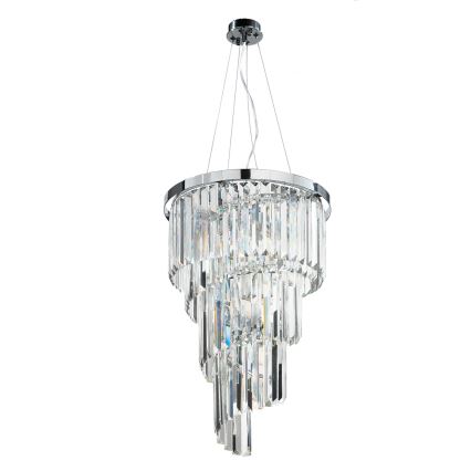Ondaluce - Kristall-Kronleuchter ALEXANDER 7xE14/10W/230V Ø 40 cm, glänzender Chrom, mit Kabelaufhängung